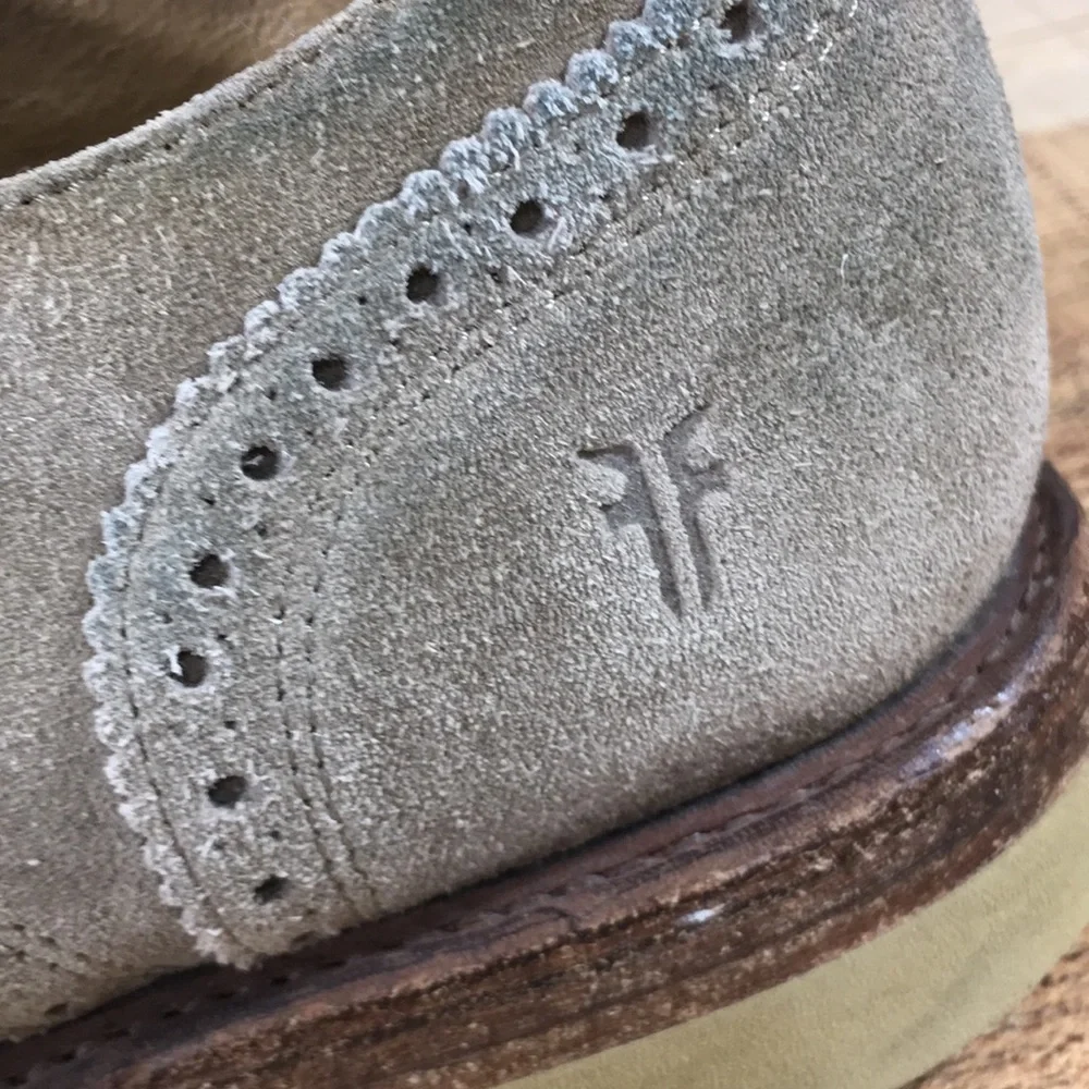 Frye Tan Leather Wingtip‎ Derby Oxford Shoes Mens 9.5 Suede